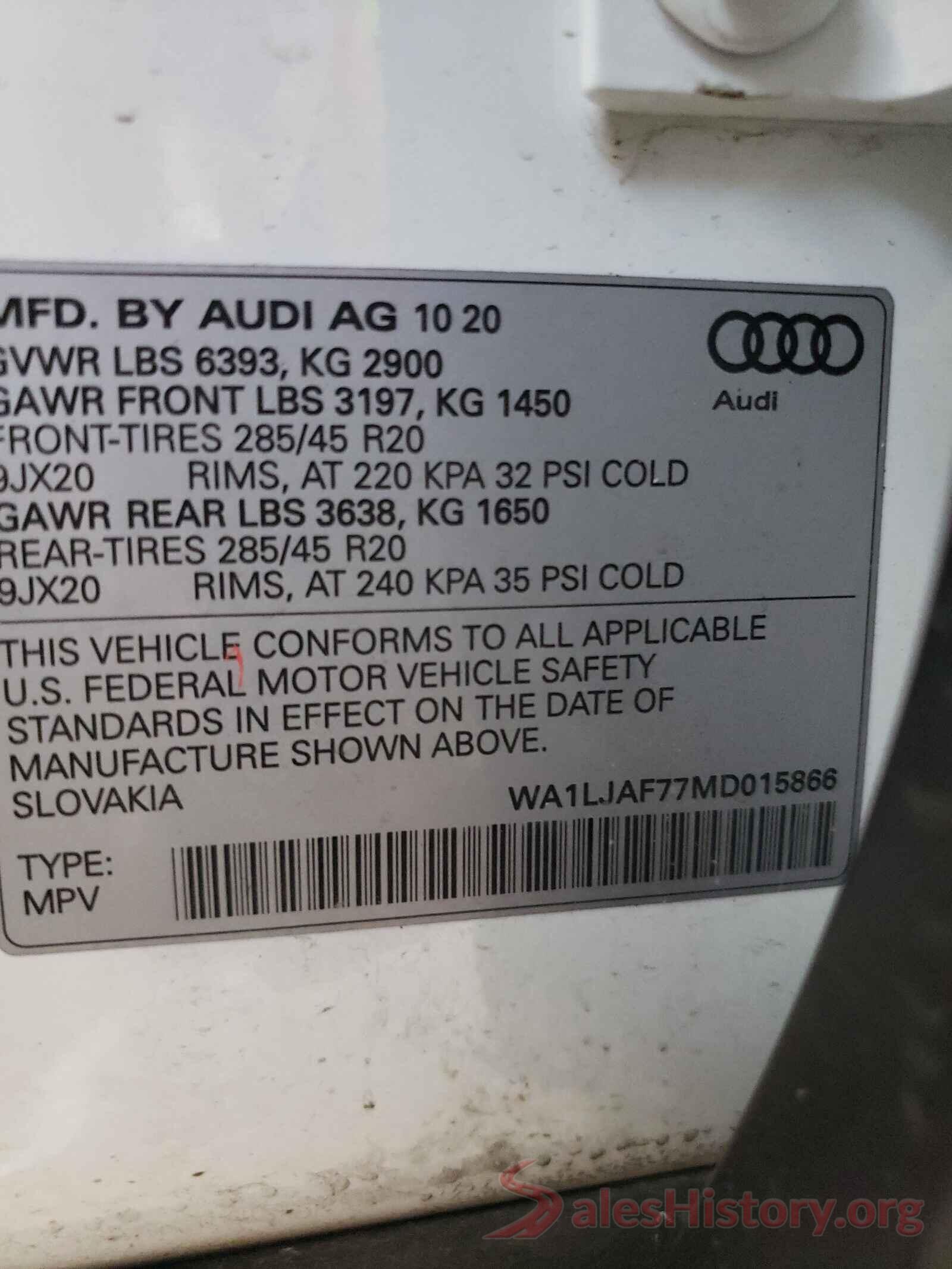 WA1LJAF77MD015866 2021 AUDI Q7