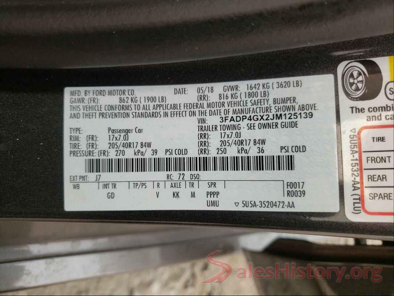 3FADP4GX2JM125139 2018 FORD FIESTA