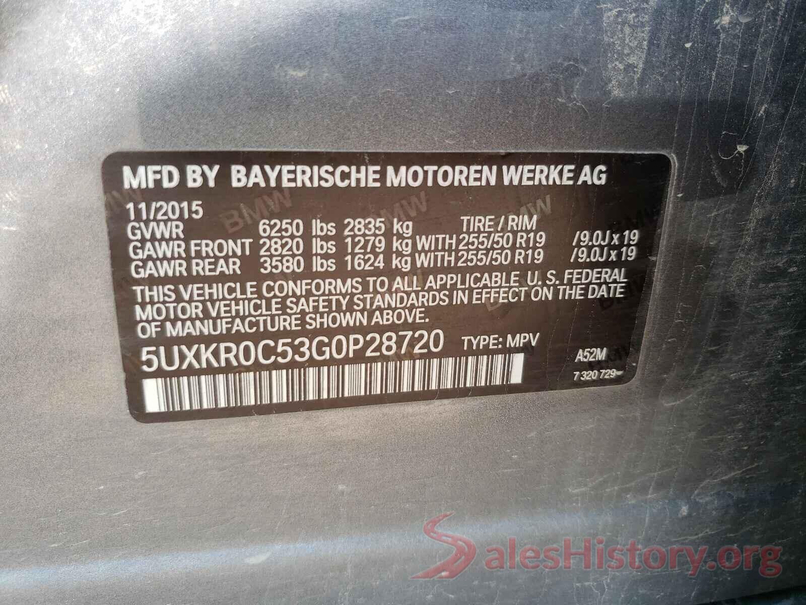 5UXKR0C53G0P28720 2016 BMW X5