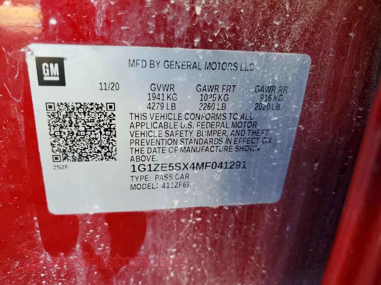 2021 CHEVROLET MALIBU VIN 1G1ZE5SX4MF041291, wheel and tire