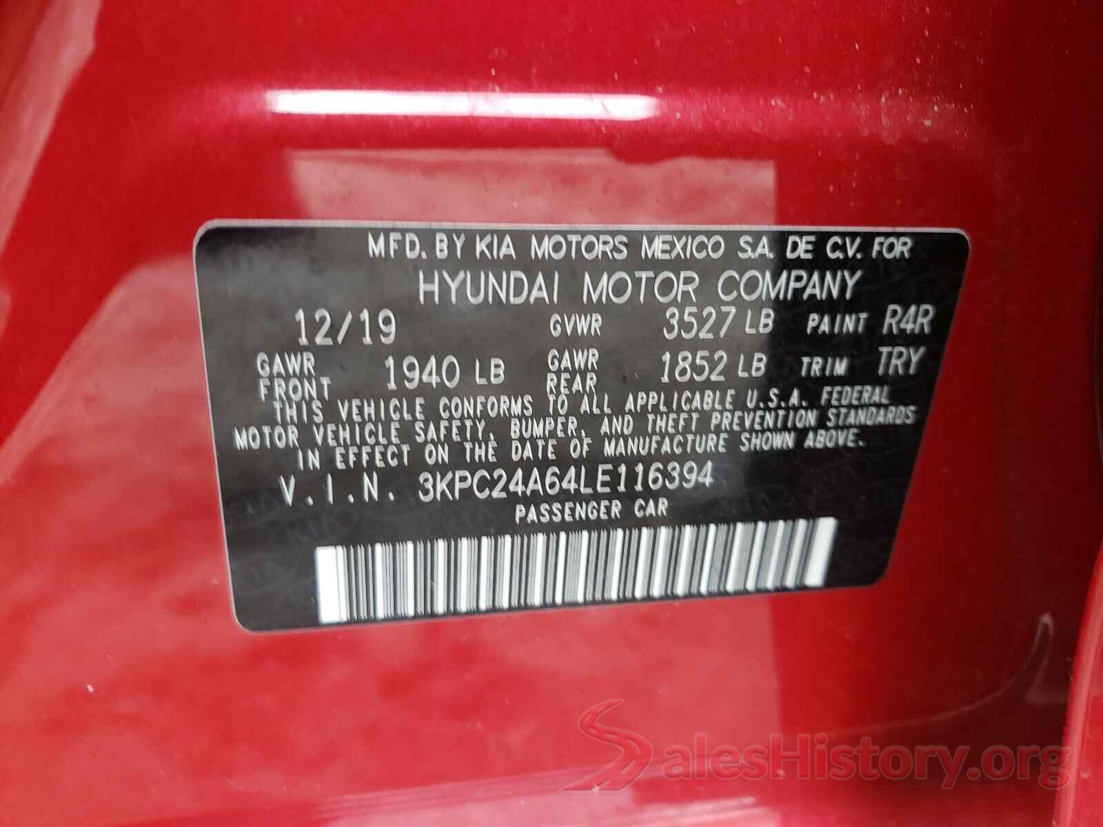 3KPC24A64LE116394 2020 HYUNDAI ACCENT