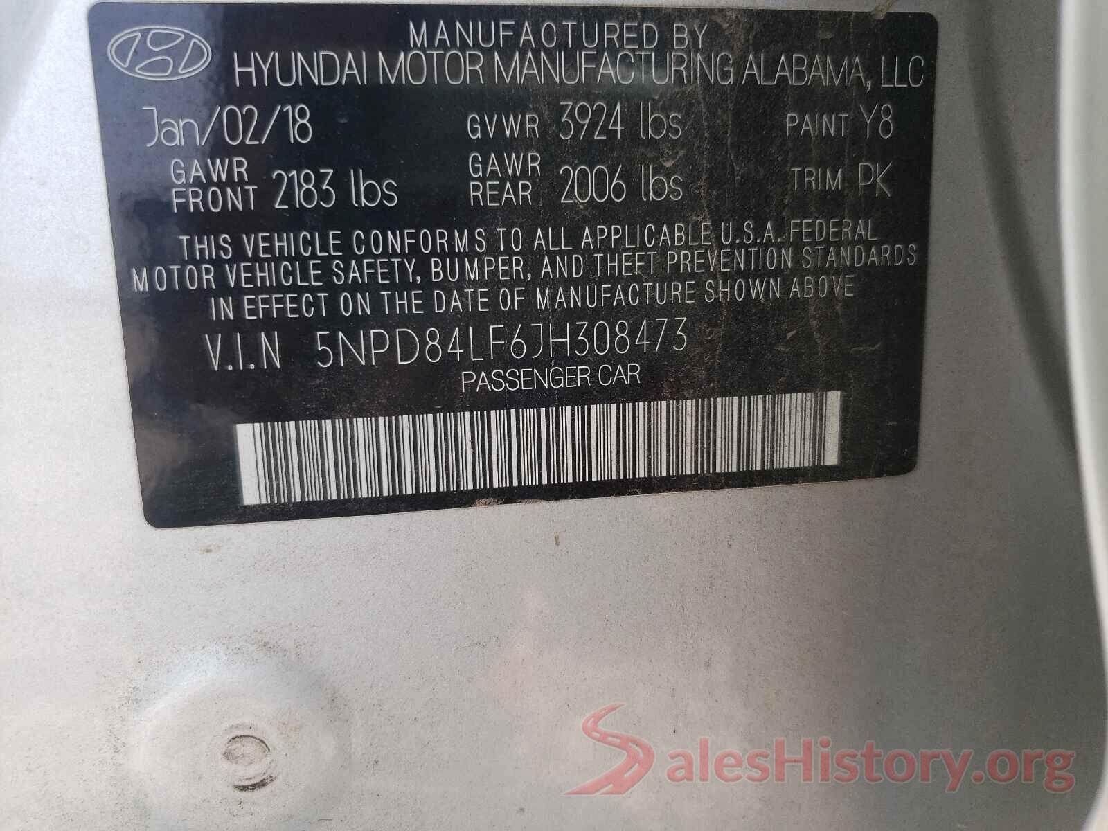 5NPD84LF6JH308473 2018 HYUNDAI ELANTRA