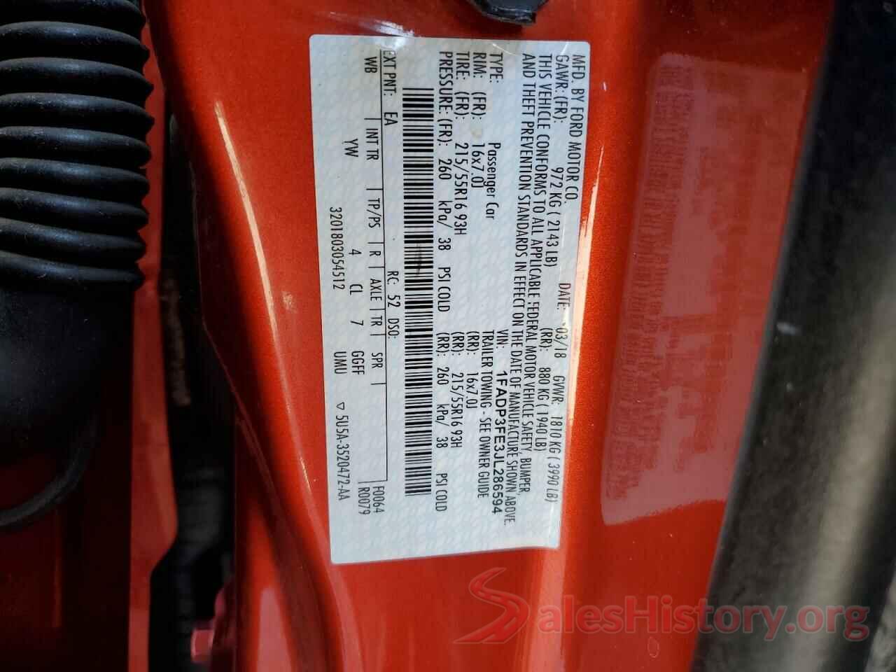 1FADP3FE3JL286594 2018 FORD FOCUS