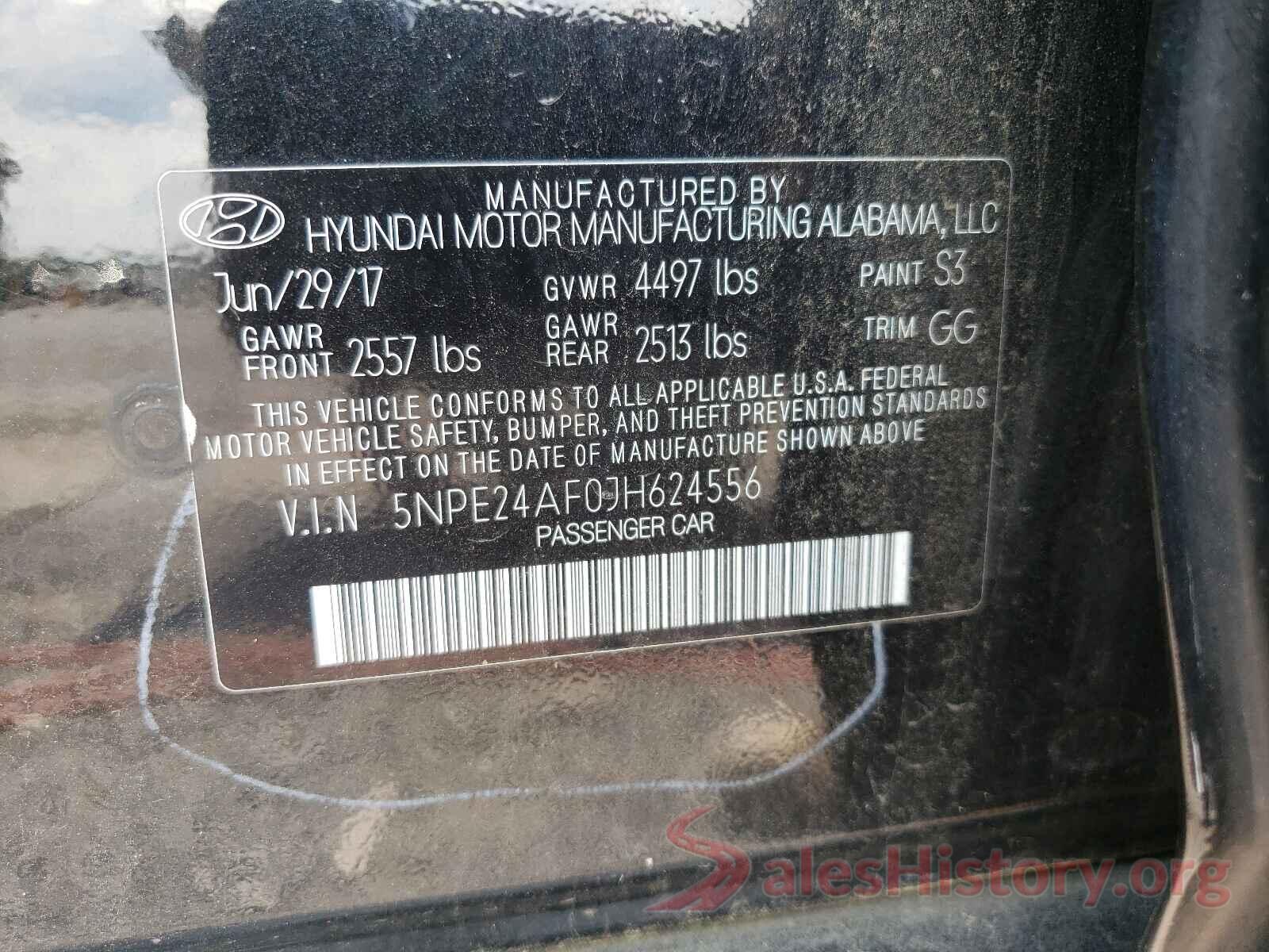 5NPE24AF0JH624556 2018 HYUNDAI SONATA