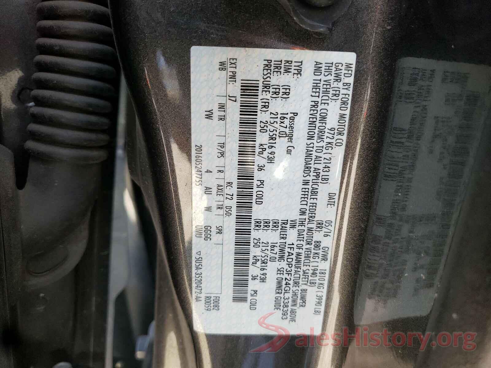 1FADP3F24GL338393 2016 FORD FOCUS