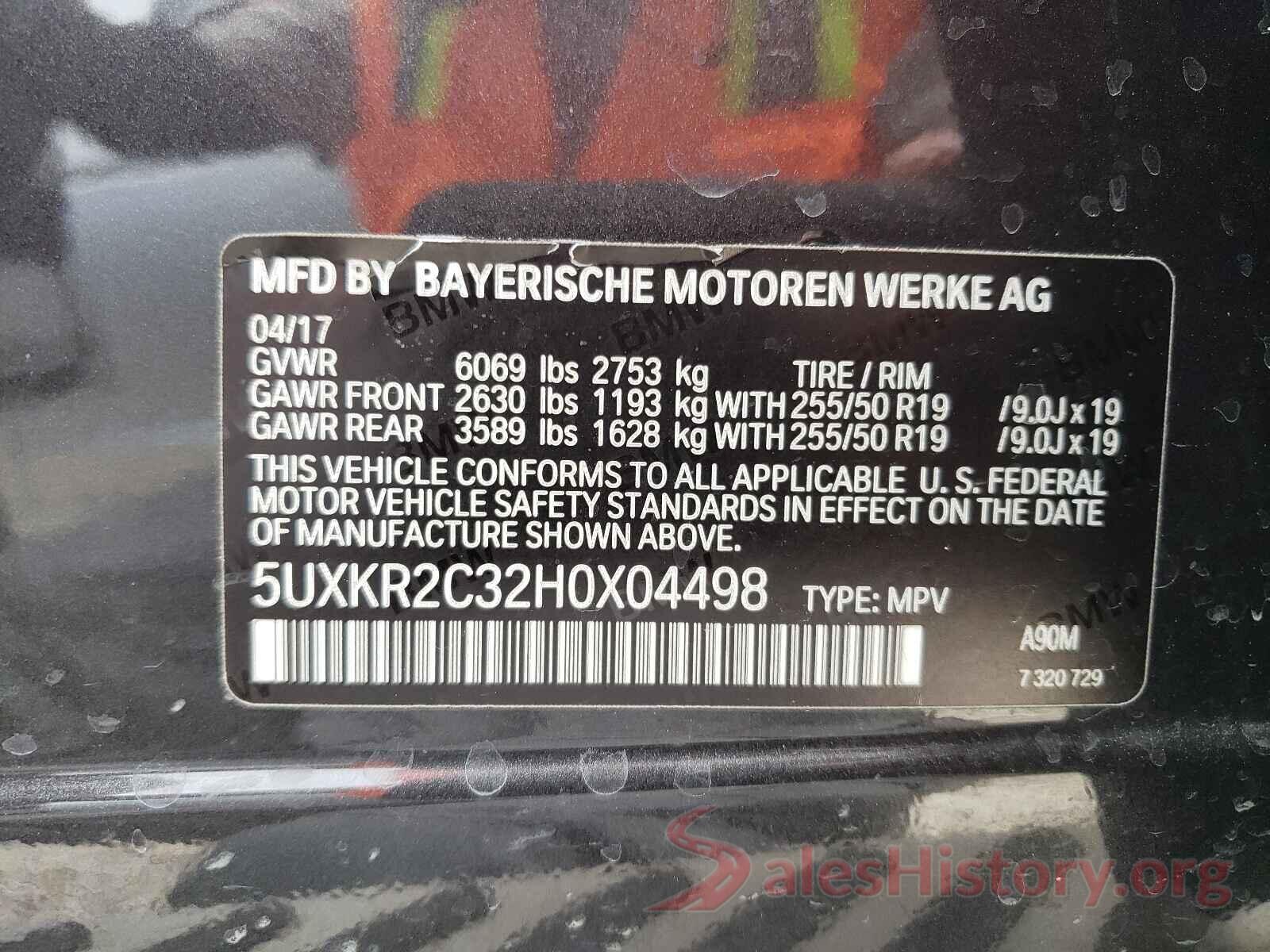 5UXKR2C32H0X04498 2017 BMW X5