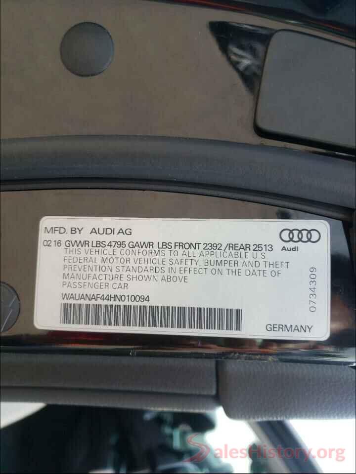 WAUANAF44HN010094 2017 AUDI A4