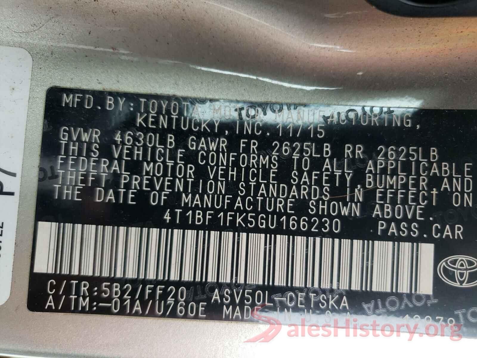 4T1BF1FK5GU166230 2016 TOYOTA CAMRY