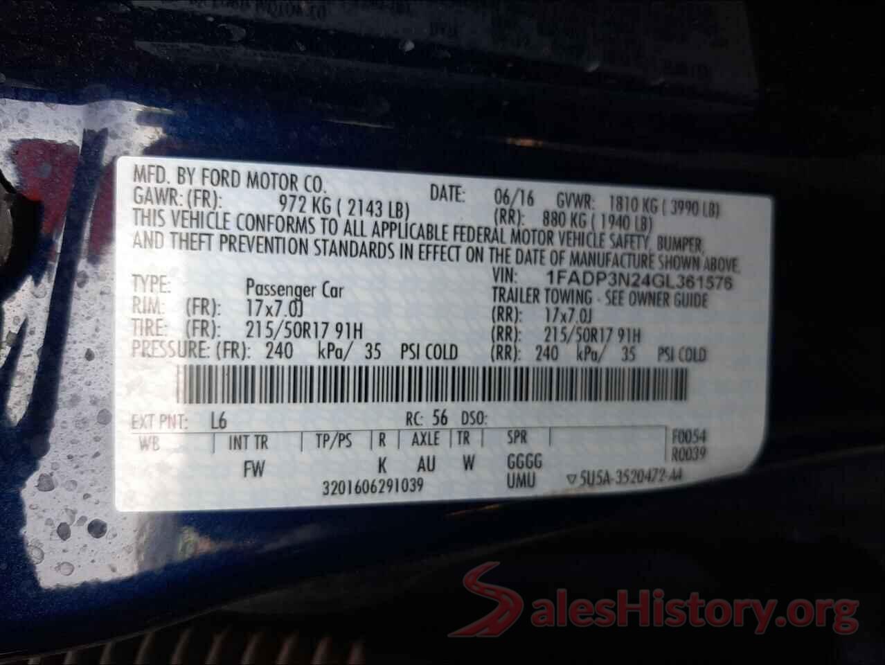 1FADP3N24GL361576 2016 FORD FOCUS