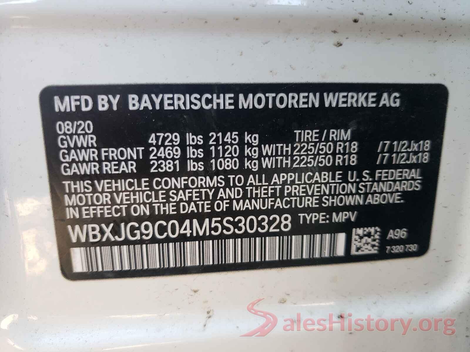 WBXJG9C04M5S30328 2021 BMW X1