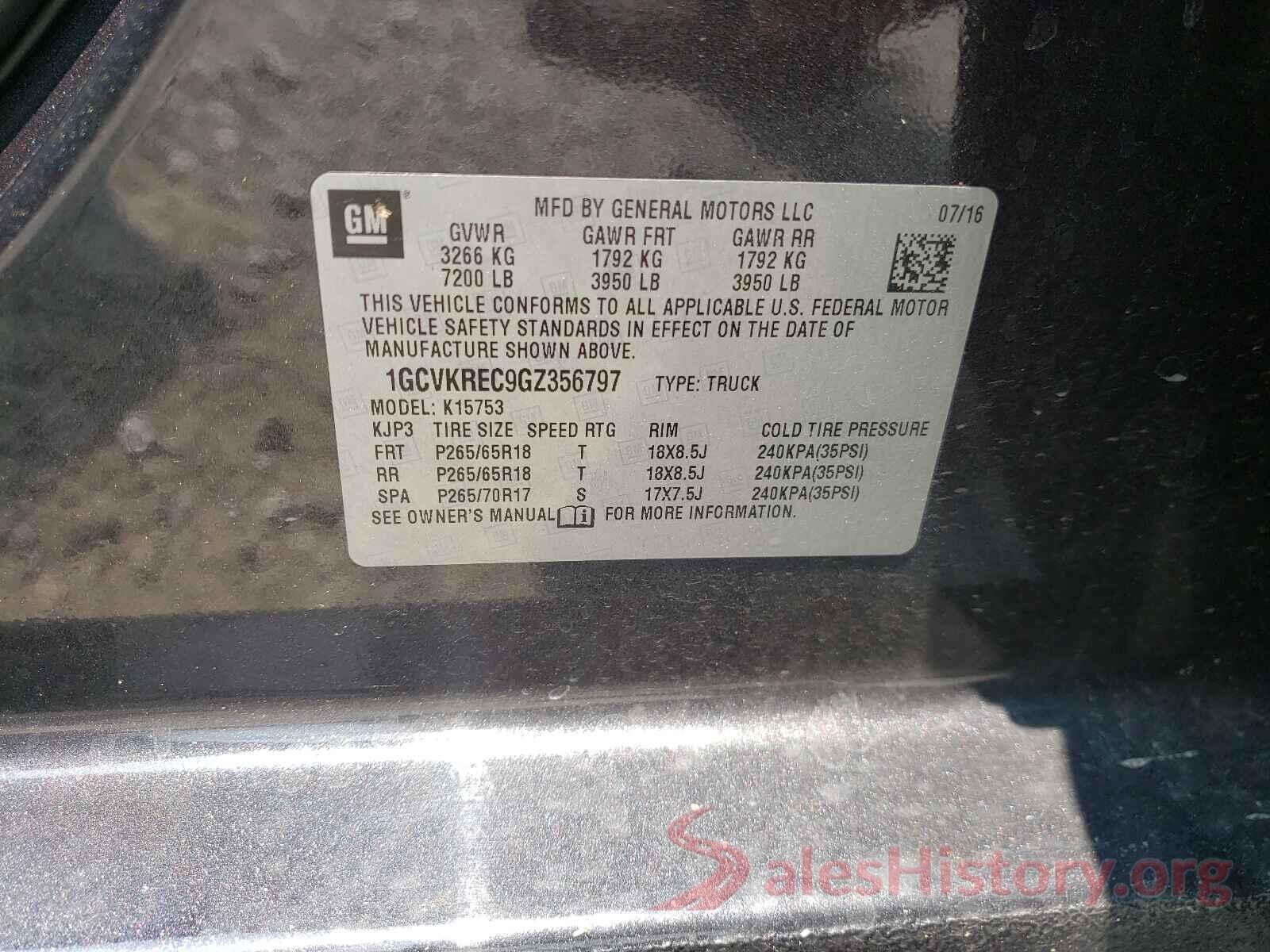 1GCVKREC9GZ356797 2016 CHEVROLET SILVERADO