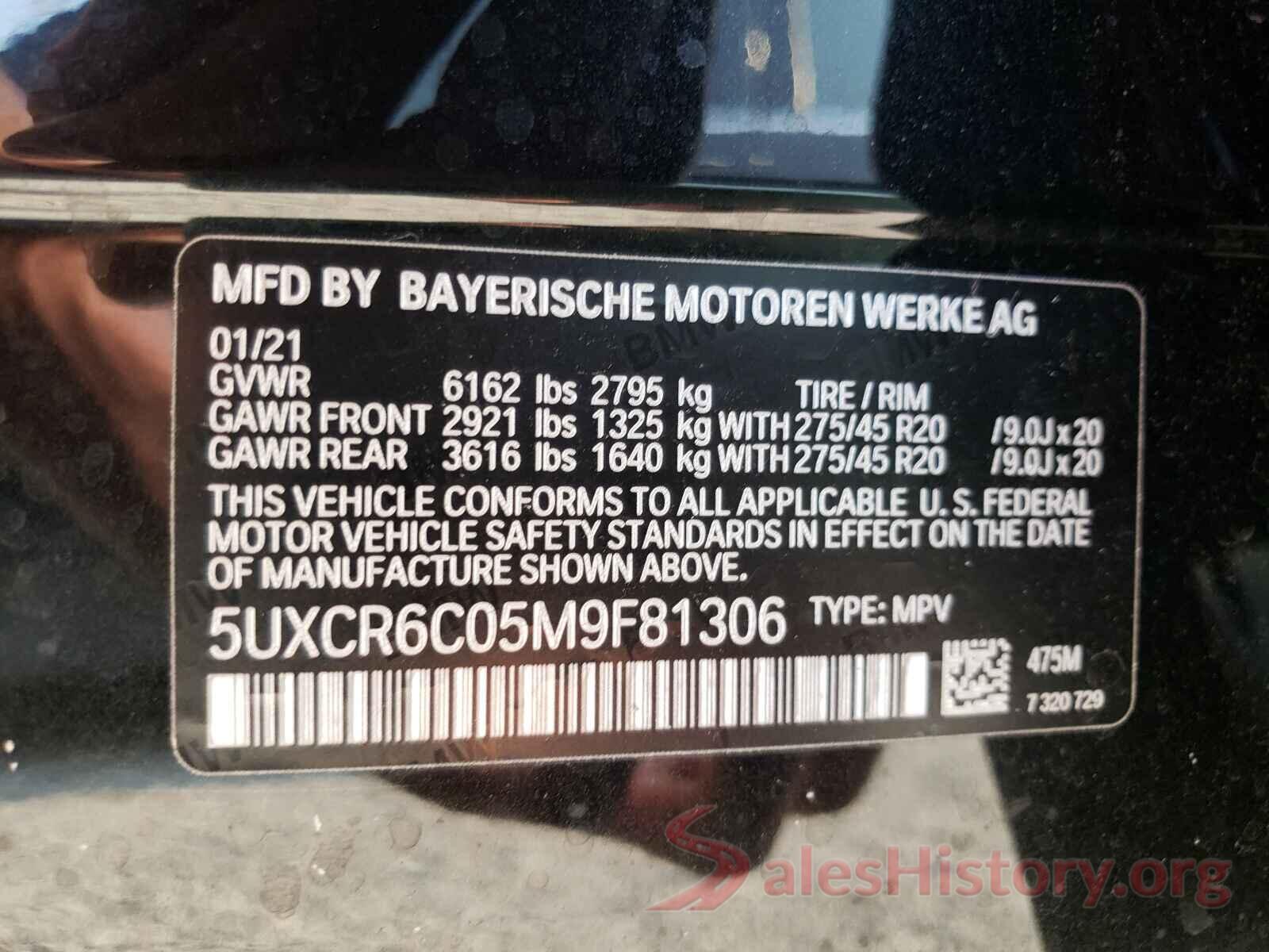 5UXCR6C05M9F81306 2021 BMW X5