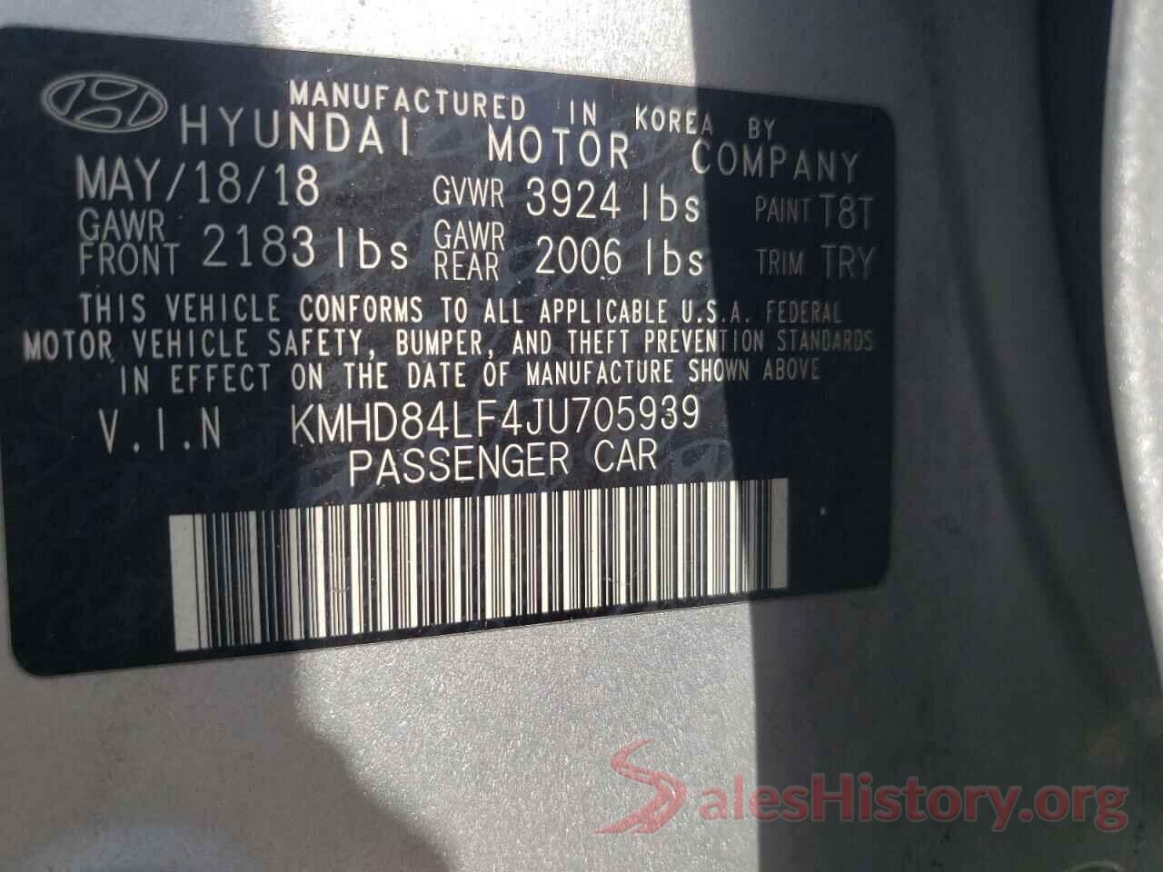 KMHD84LF4JU705939 2018 HYUNDAI ELANTRA