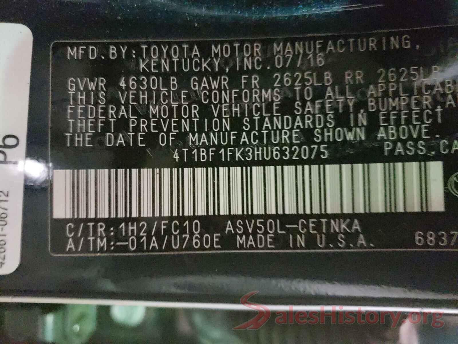 4T1BF1FK3HU632075 2017 TOYOTA CAMRY