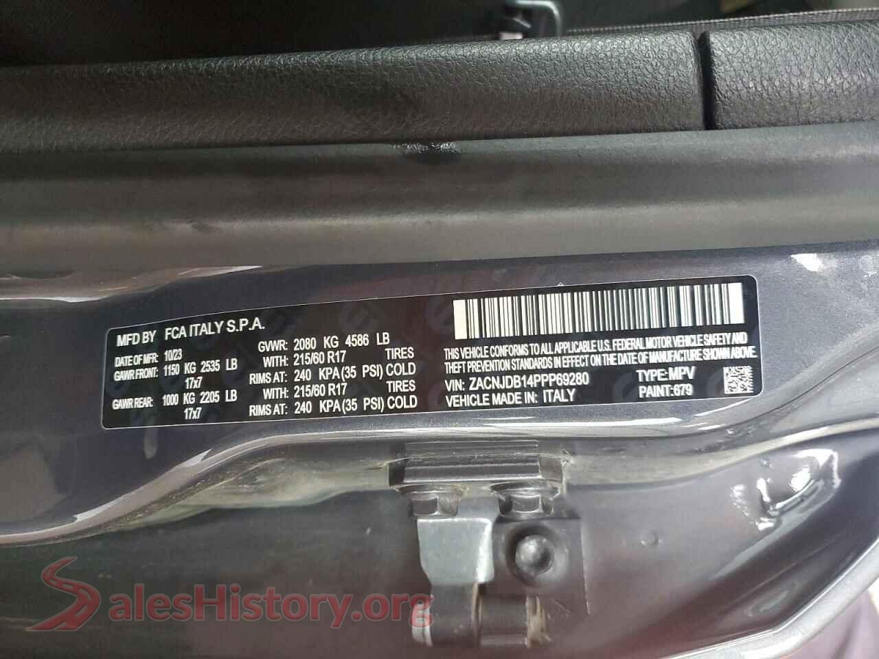 2023 JEEP RENEGADE VIN ZACNJDB14PPP69280, damage close-up
