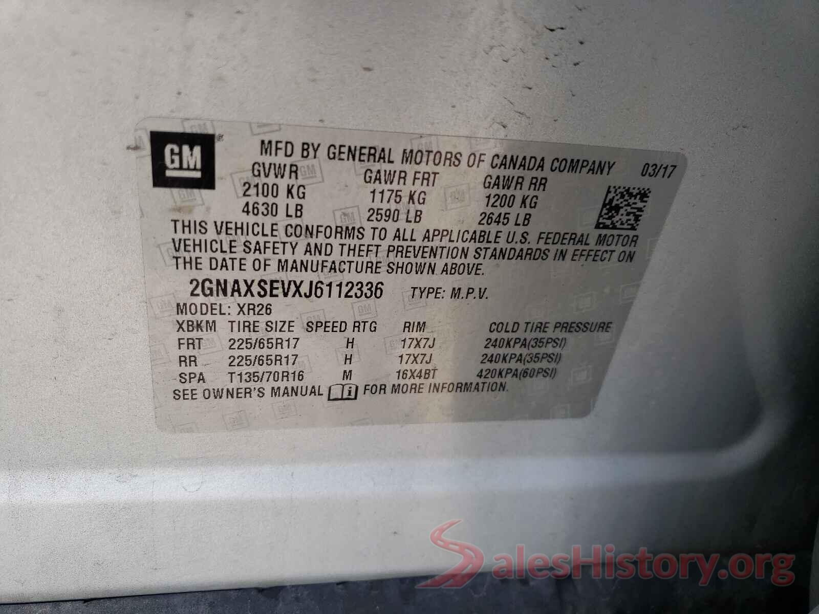 2GNAXSEVXJ6112336 2018 CHEVROLET EQUINOX