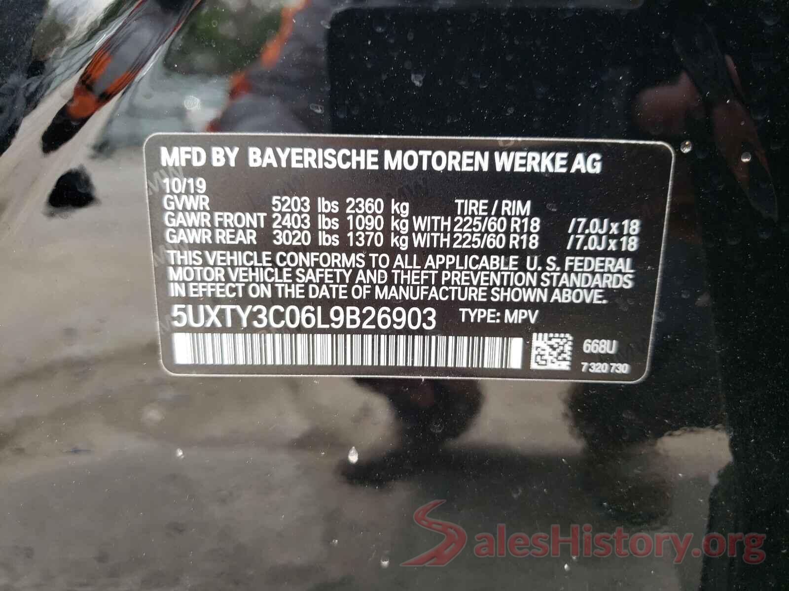 5UXTY3C06L9B26903 2020 BMW X3