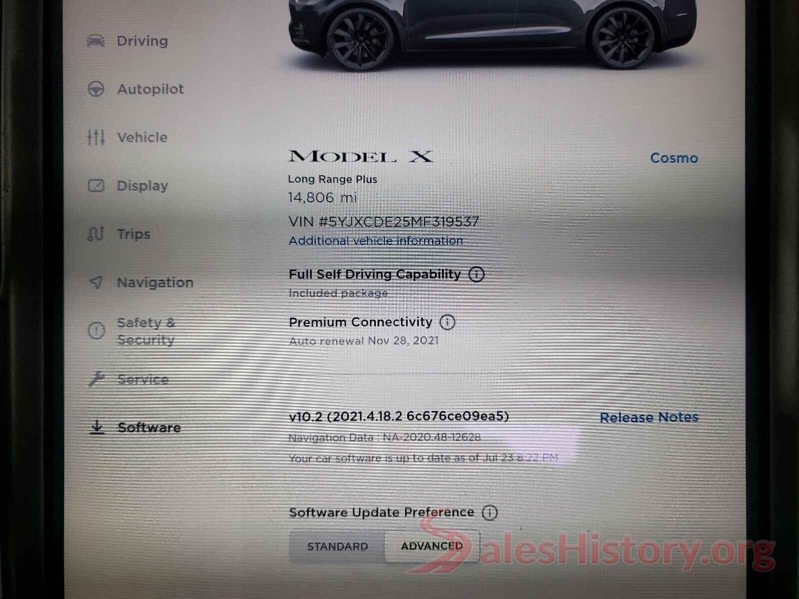 5YJXCDE25MF319537 2021 TESLA MODEL X