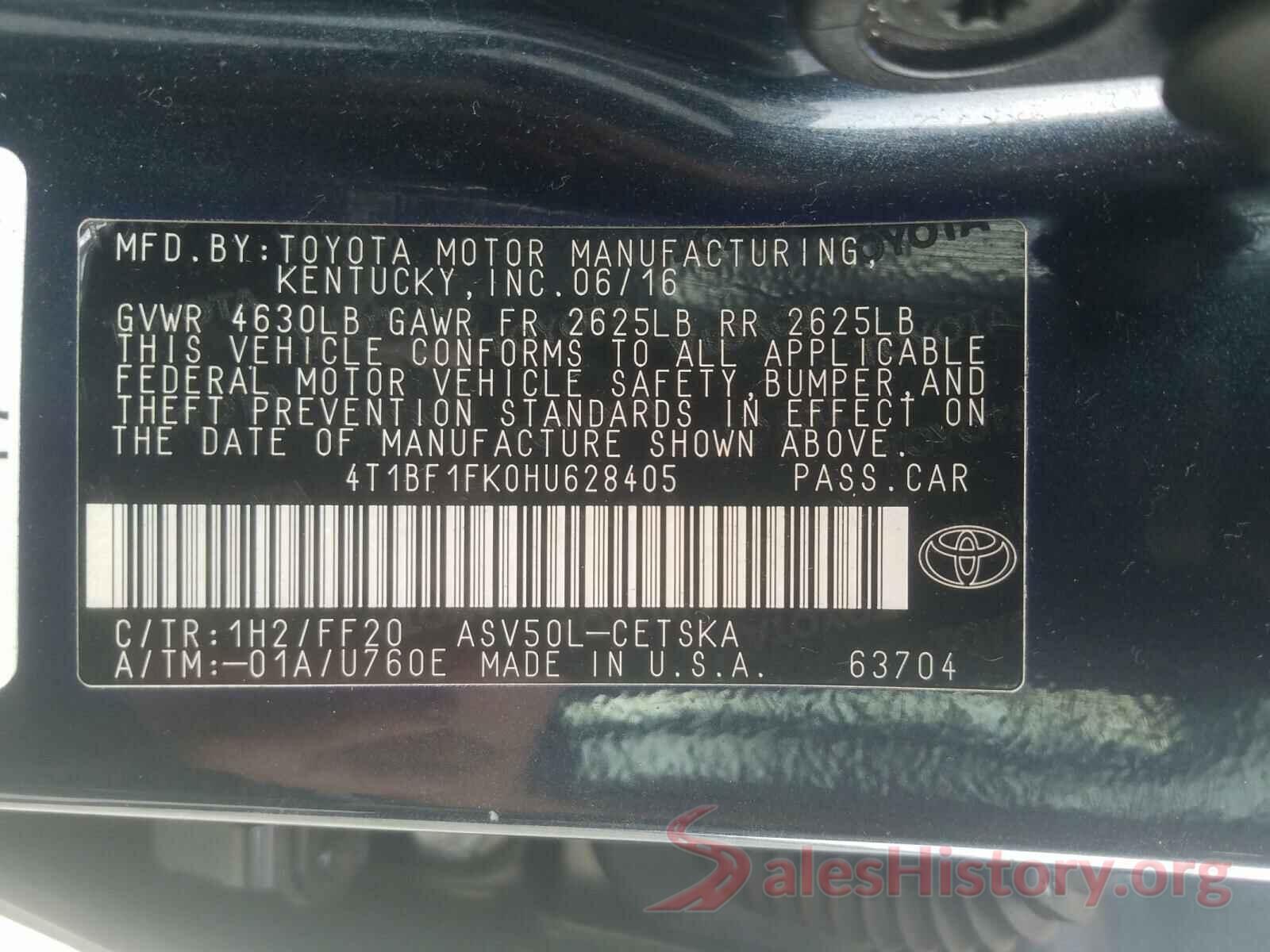 4T1BF1FK0HU628405 2017 TOYOTA CAMRY