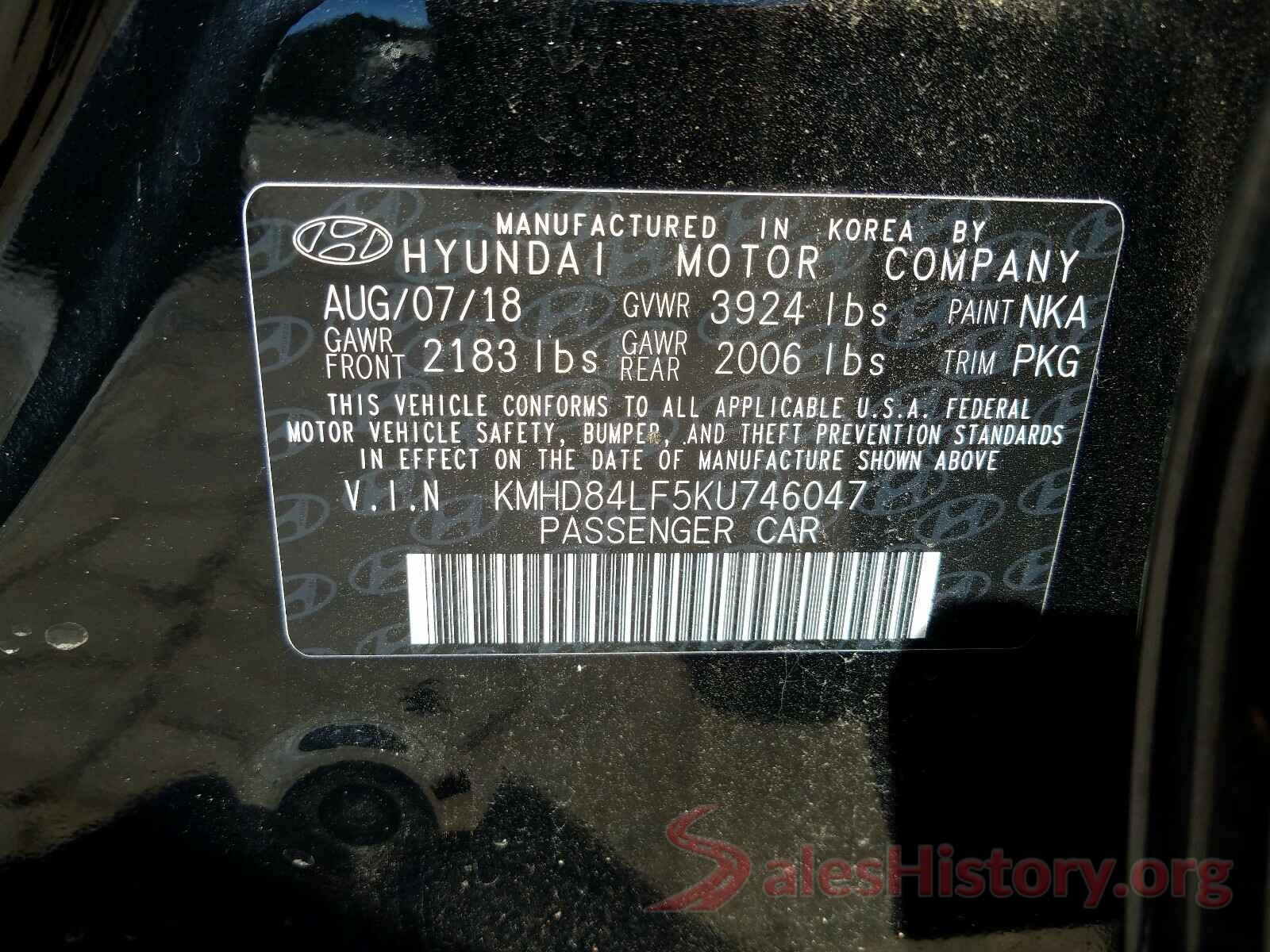 KMHD84LF5KU746047 2019 HYUNDAI ELANTRA