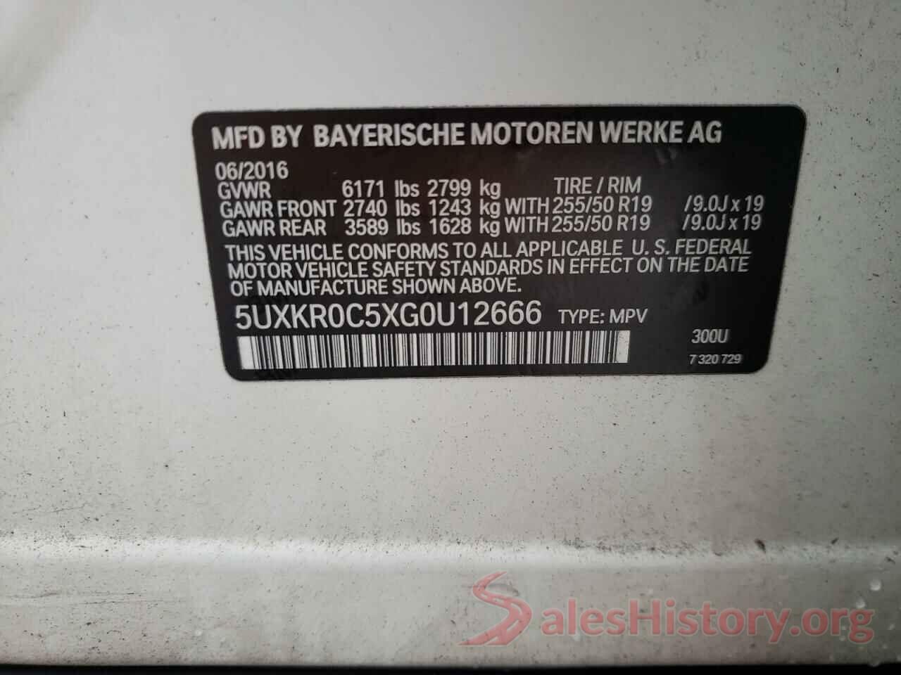 5UXKR0C5XG0U12666 2016 BMW X5