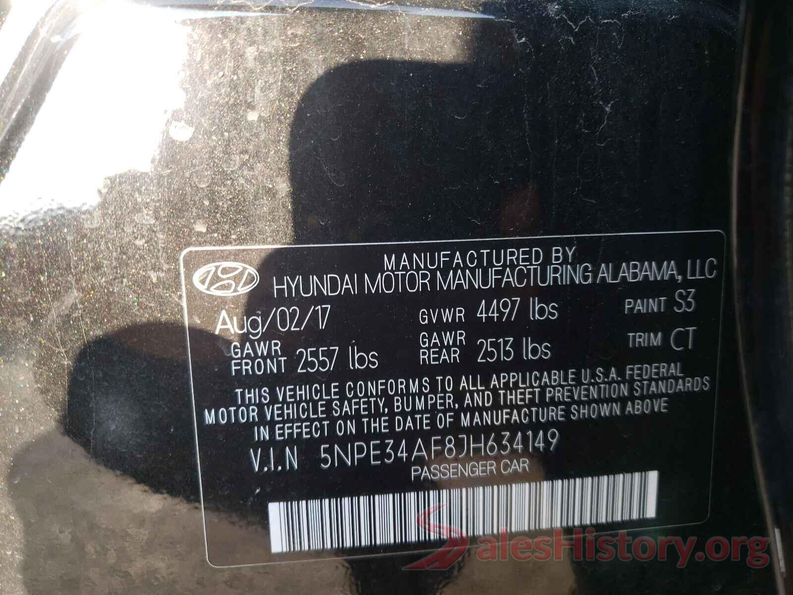 5NPE34AF8JH634149 2018 HYUNDAI SONATA