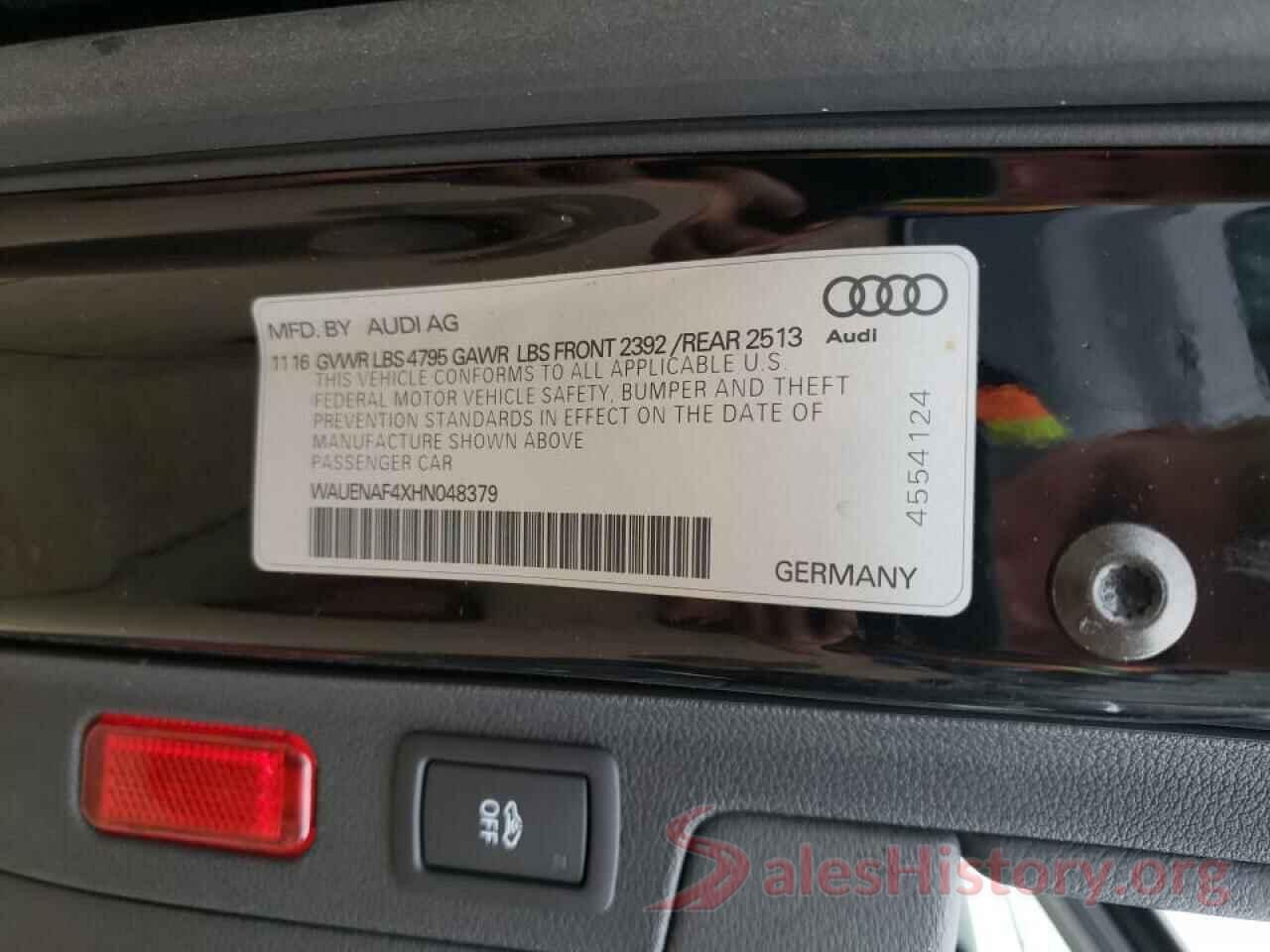 WAUENAF4XHN048379 2017 AUDI A4