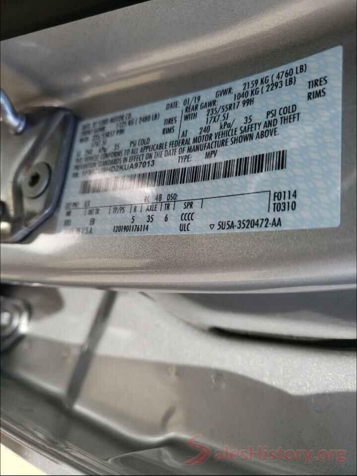 1FMCU9HD2KUA97013 2019 FORD ESCAPE