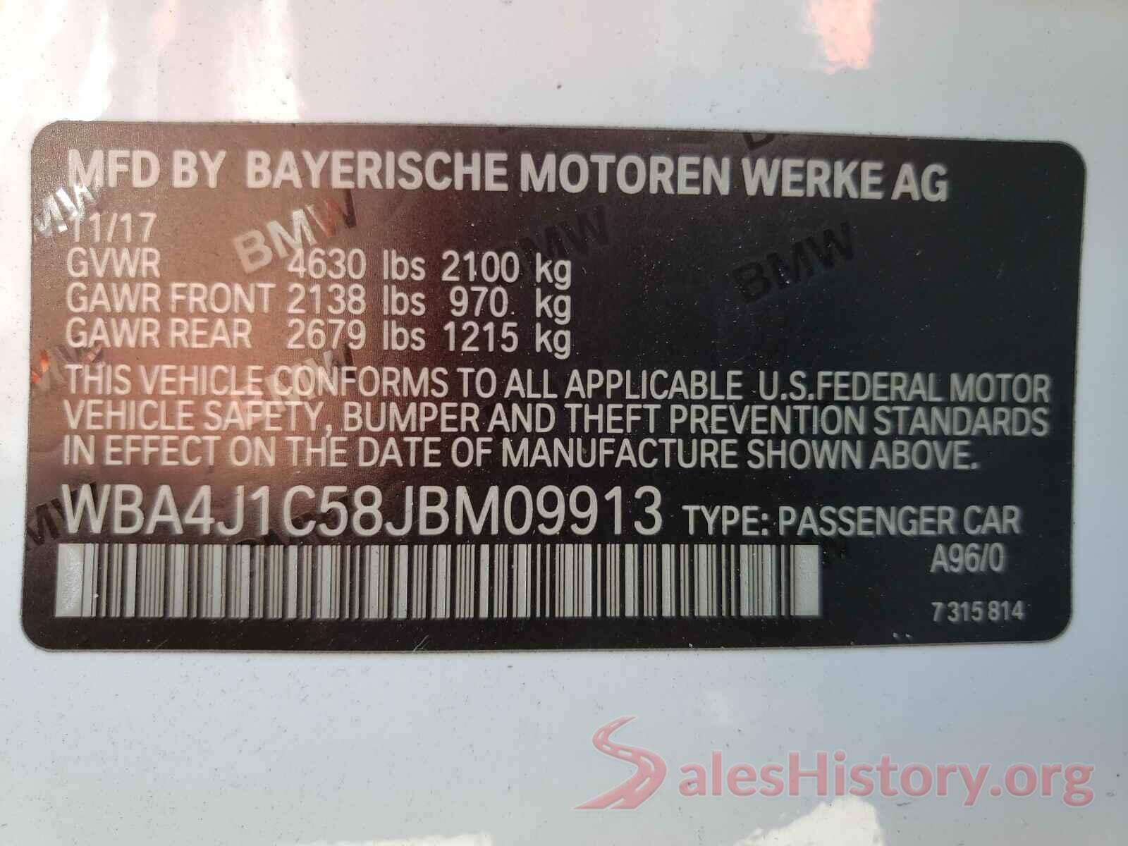 WBA4J1C58JBM09913 2018 BMW 4 SERIES