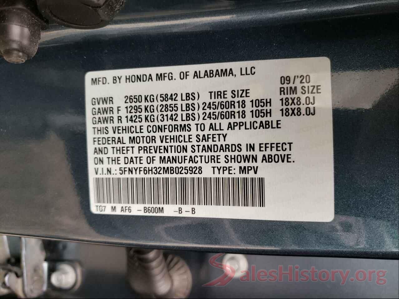 5FNYF6H32MB025928 2021 HONDA PILOT