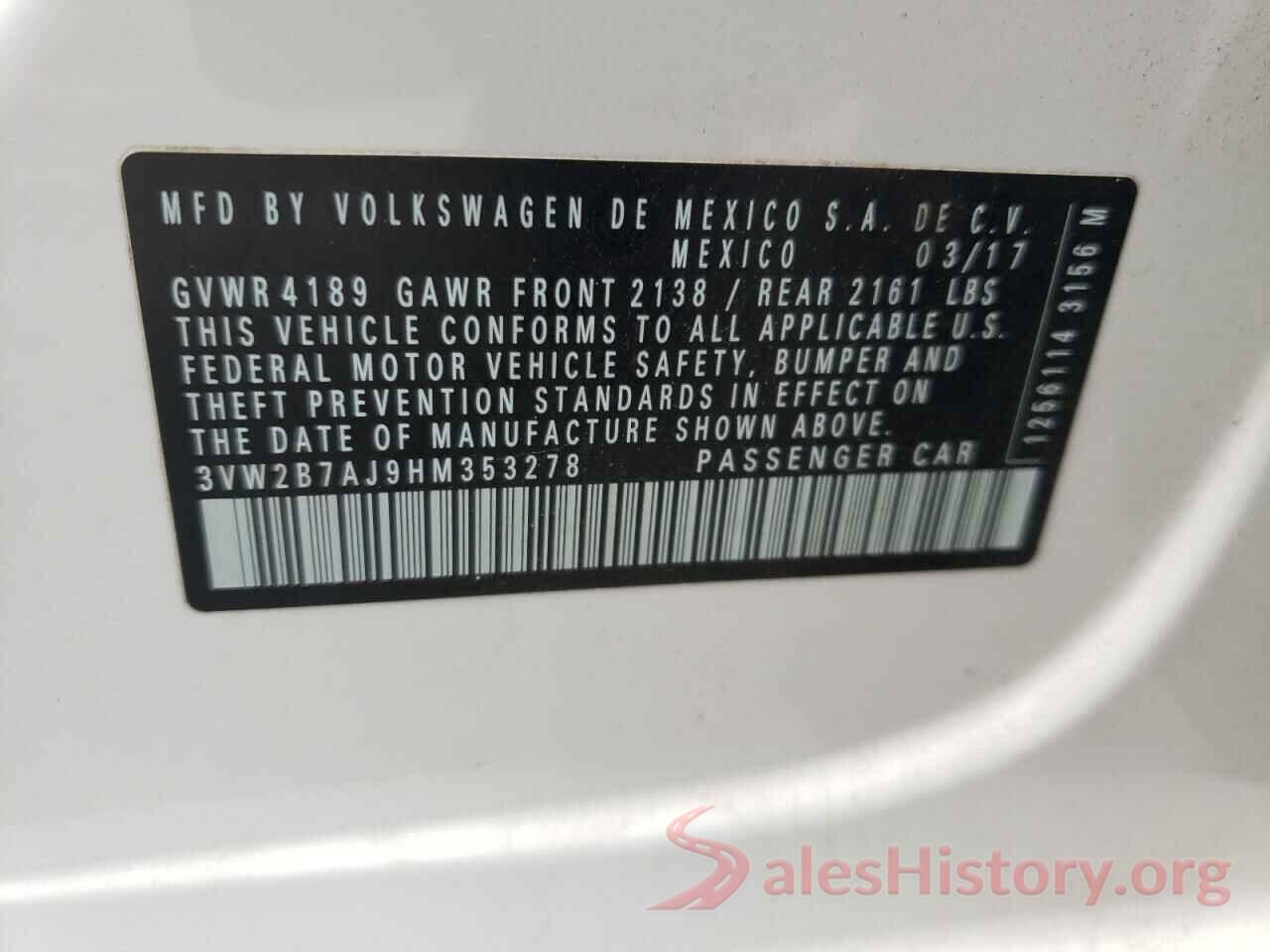 3VW2B7AJ9HM353278 2017 VOLKSWAGEN JETTA