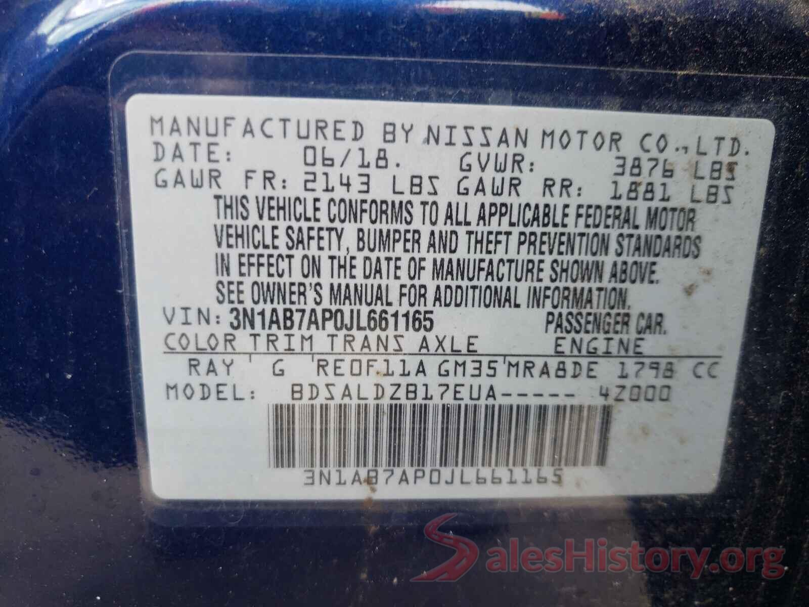 3N1AB7AP0JL661165 2018 NISSAN SENTRA