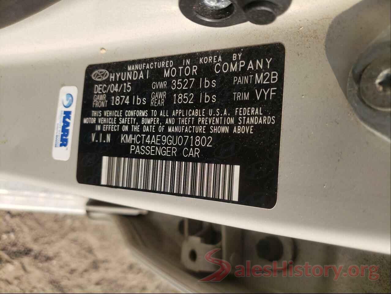 KMHCT4AE9GU071802 2016 HYUNDAI ACCENT