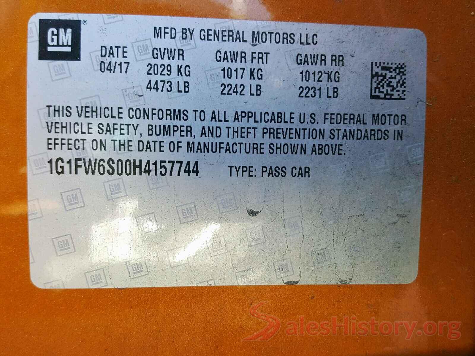 1G1FW6S00H4157744 2017 CHEVROLET BOLT