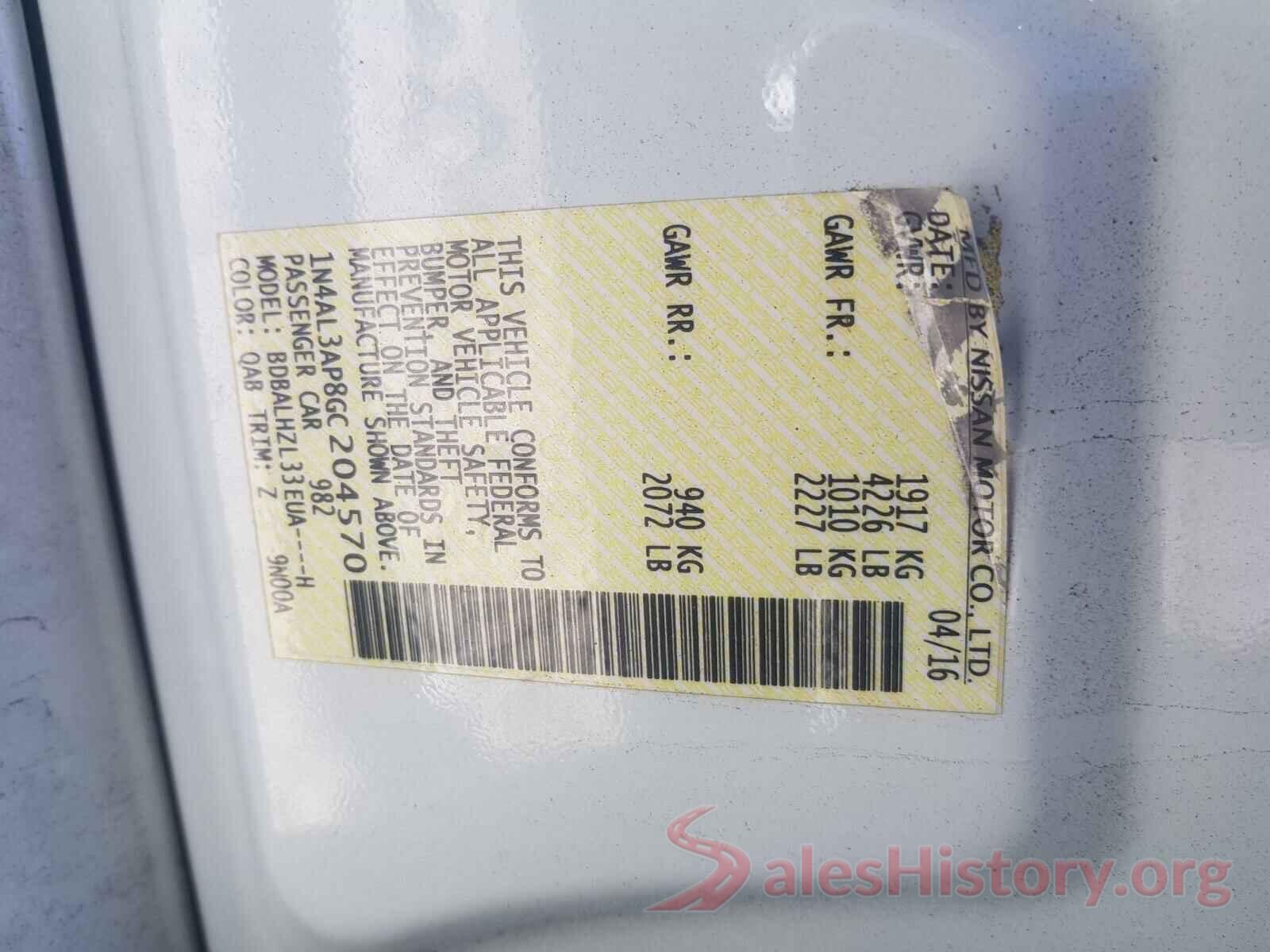 1N4AL3AP8GC204570 2016 NISSAN ALTIMA