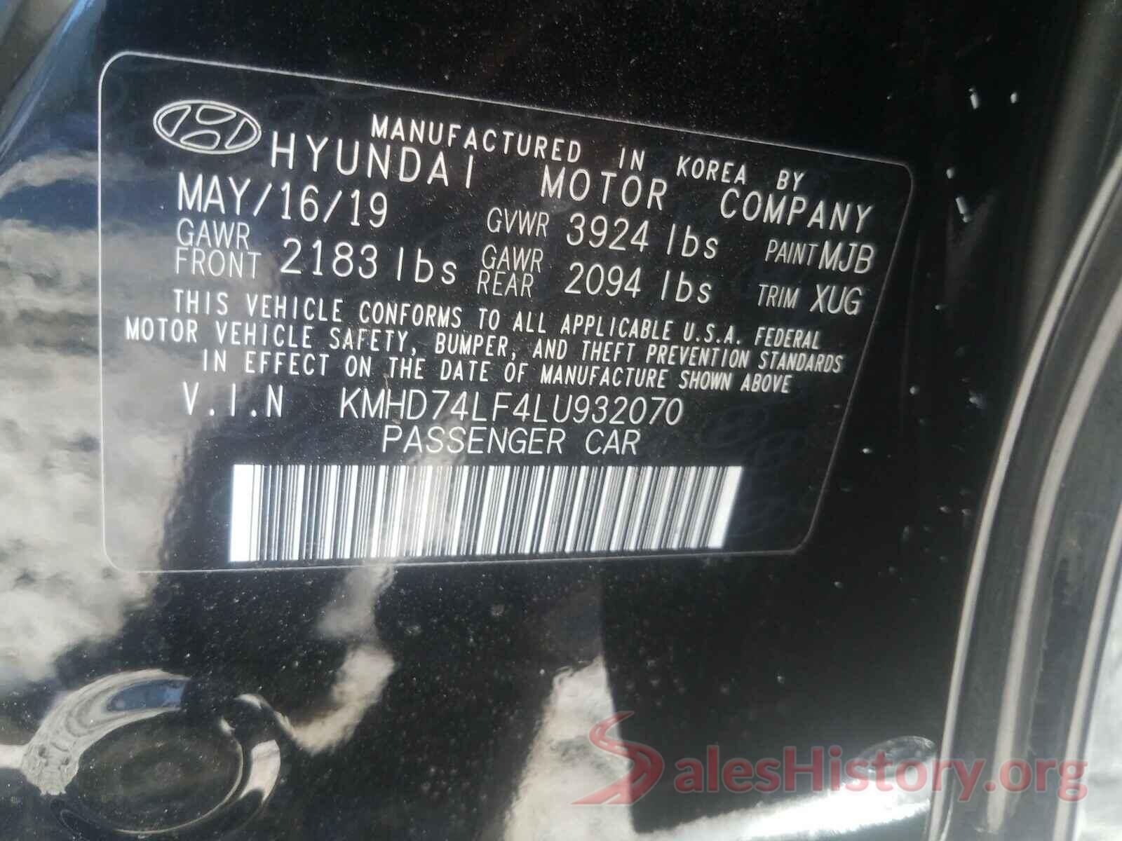 KMHD74LF4LU932070 2020 HYUNDAI ELANTRA