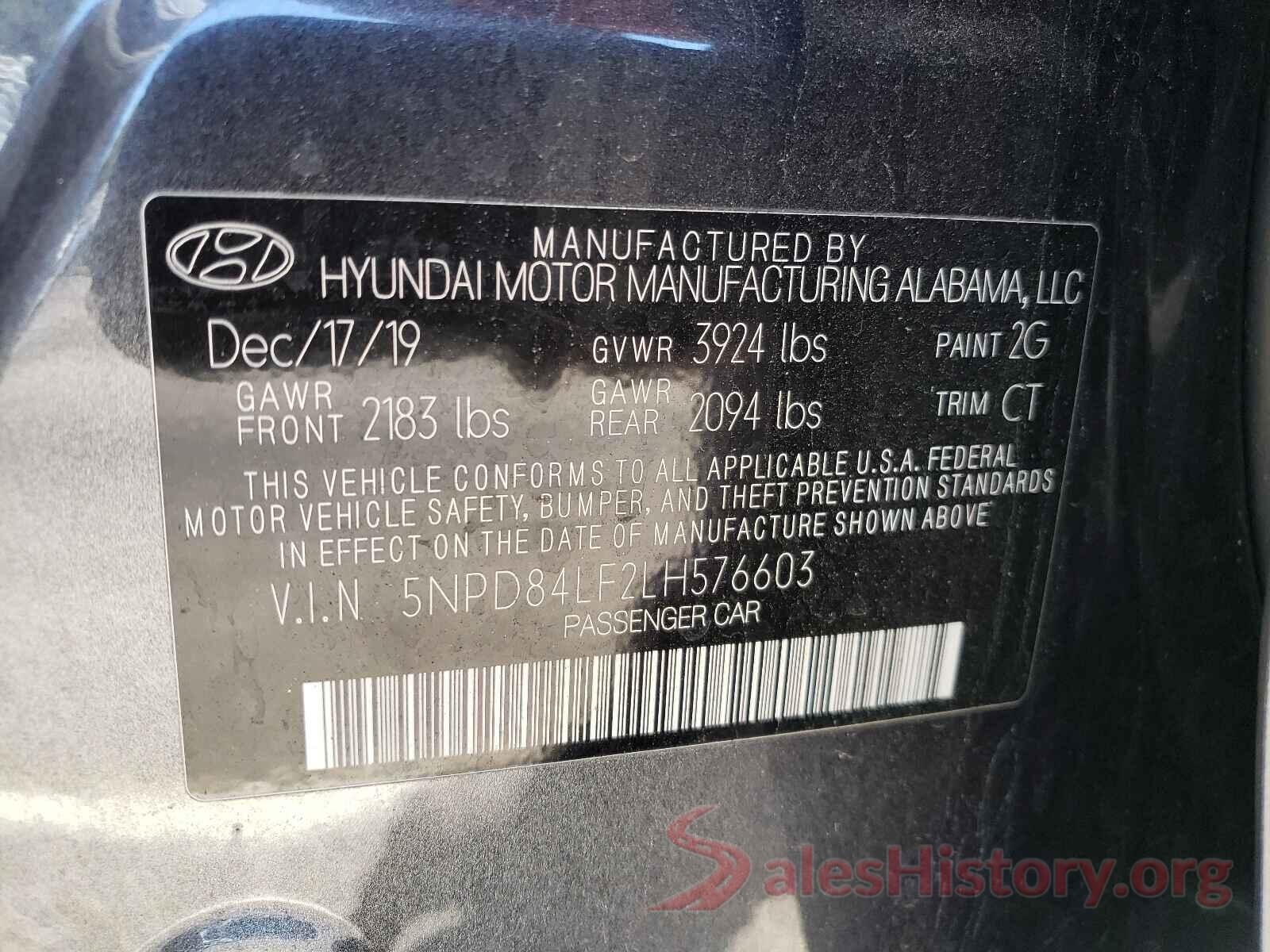 5NPD84LF2LH576603 2020 HYUNDAI ELANTRA