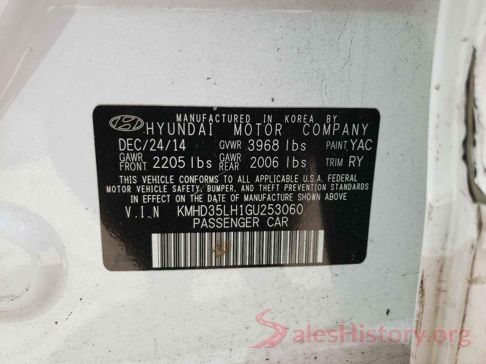 KMHD35LH1GU253060 2016 HYUNDAI ELANTRA