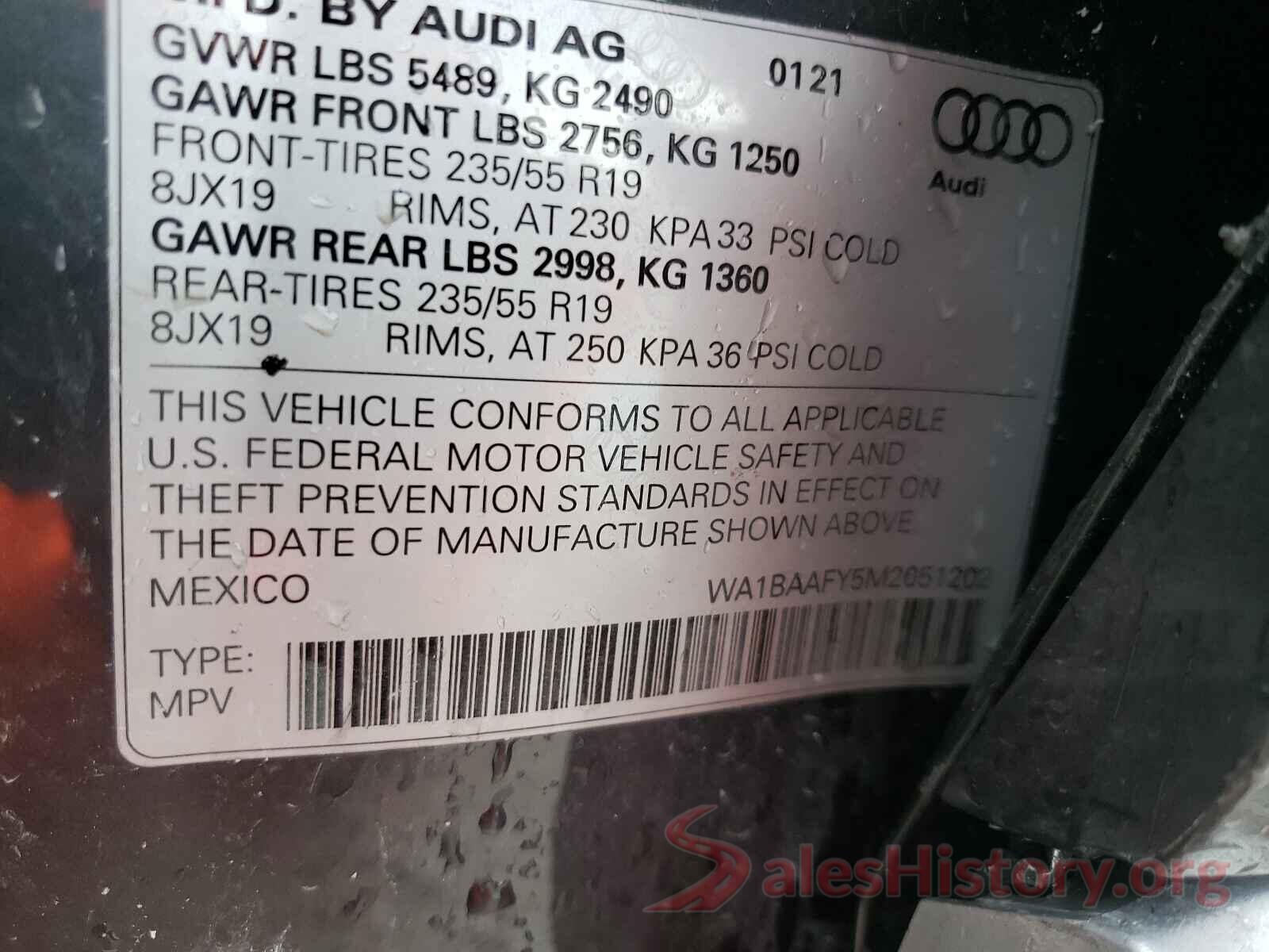 WA1BAAFY5M2051202 2021 AUDI Q5