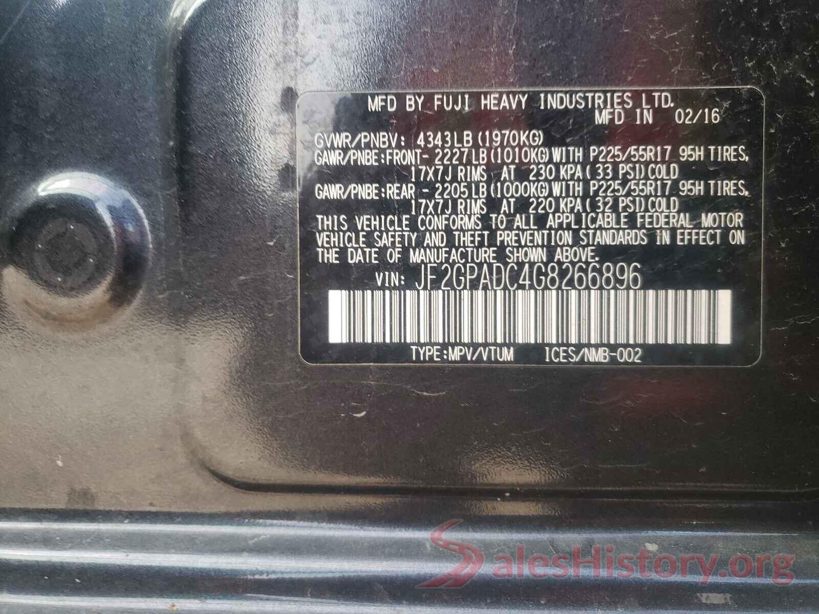 JF2GPADC4G8266896 2016 SUBARU CROSSTREK