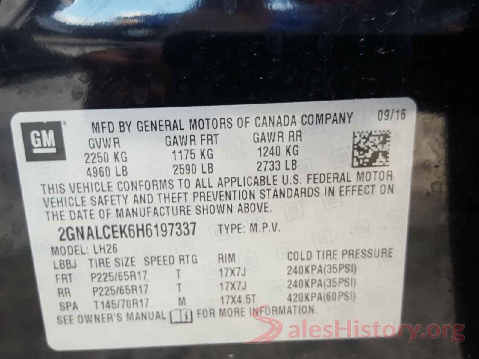 2GNALCEK6H6197337 2017 CHEVROLET EQUINOX