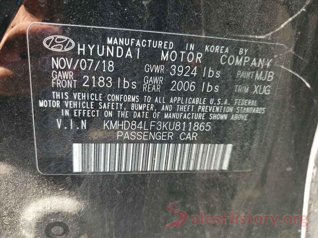 KMHD84LF3KU811865 2019 HYUNDAI ELANTRA