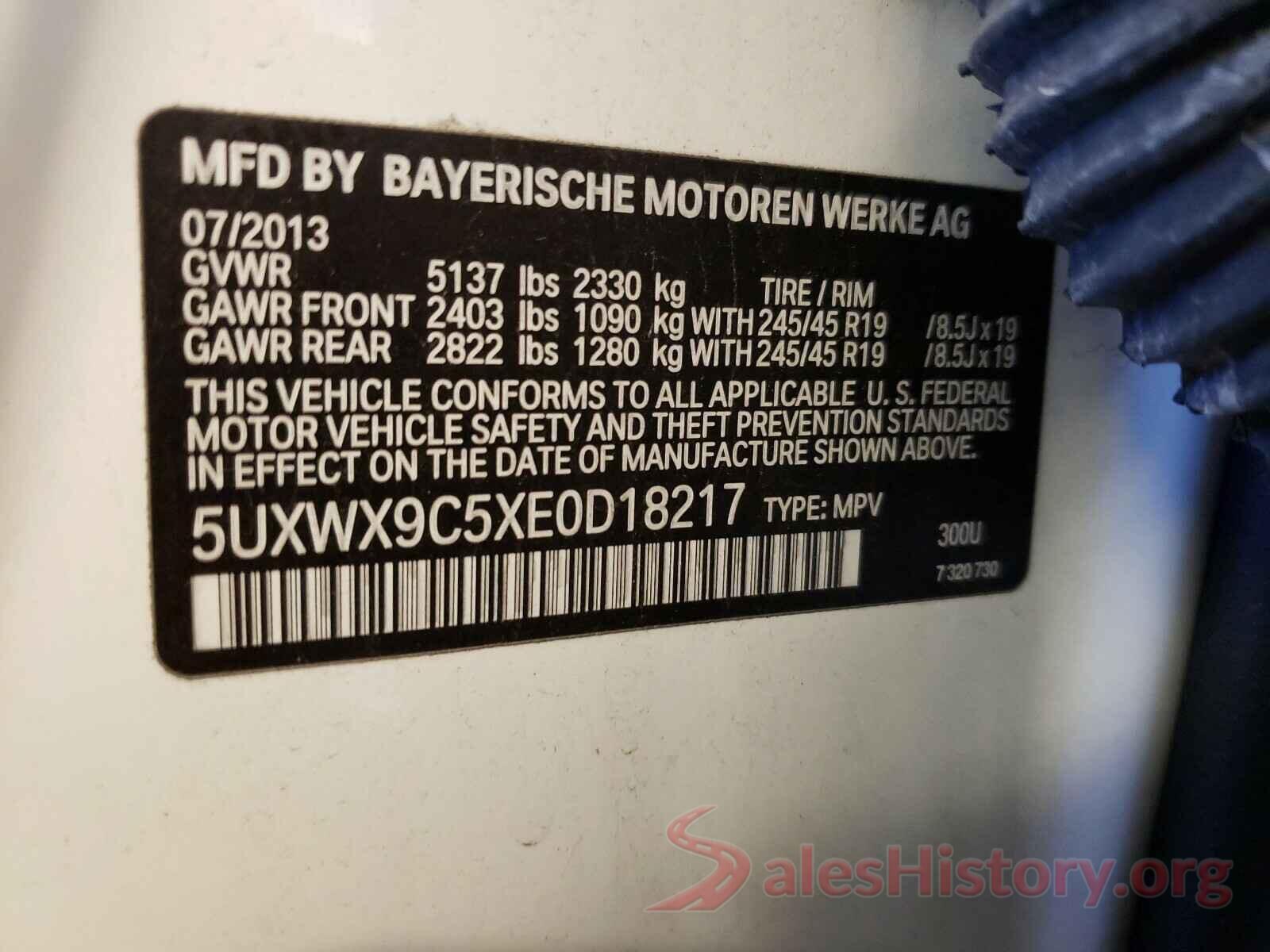 5UXWX9C5XE0D18217 2014 BMW X3