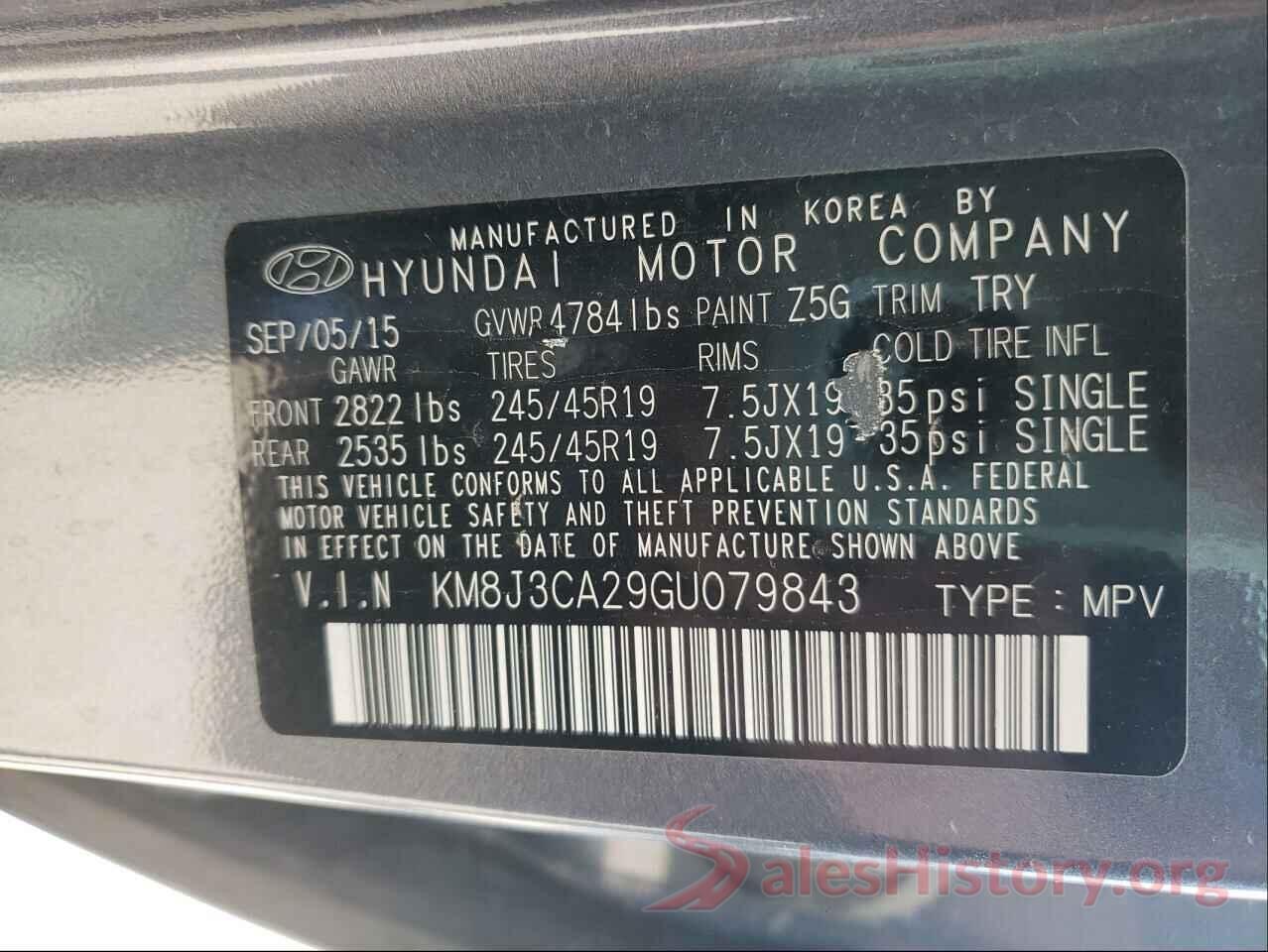 KM8J3CA29GU079843 2016 HYUNDAI TUCSON