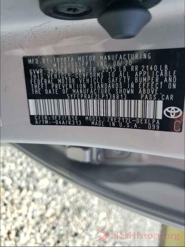 5YFEPRAE2LP138813 2020 TOYOTA COROLLA