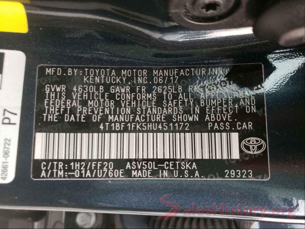 4T1BF1FK5HU451172 2017 TOYOTA CAMRY