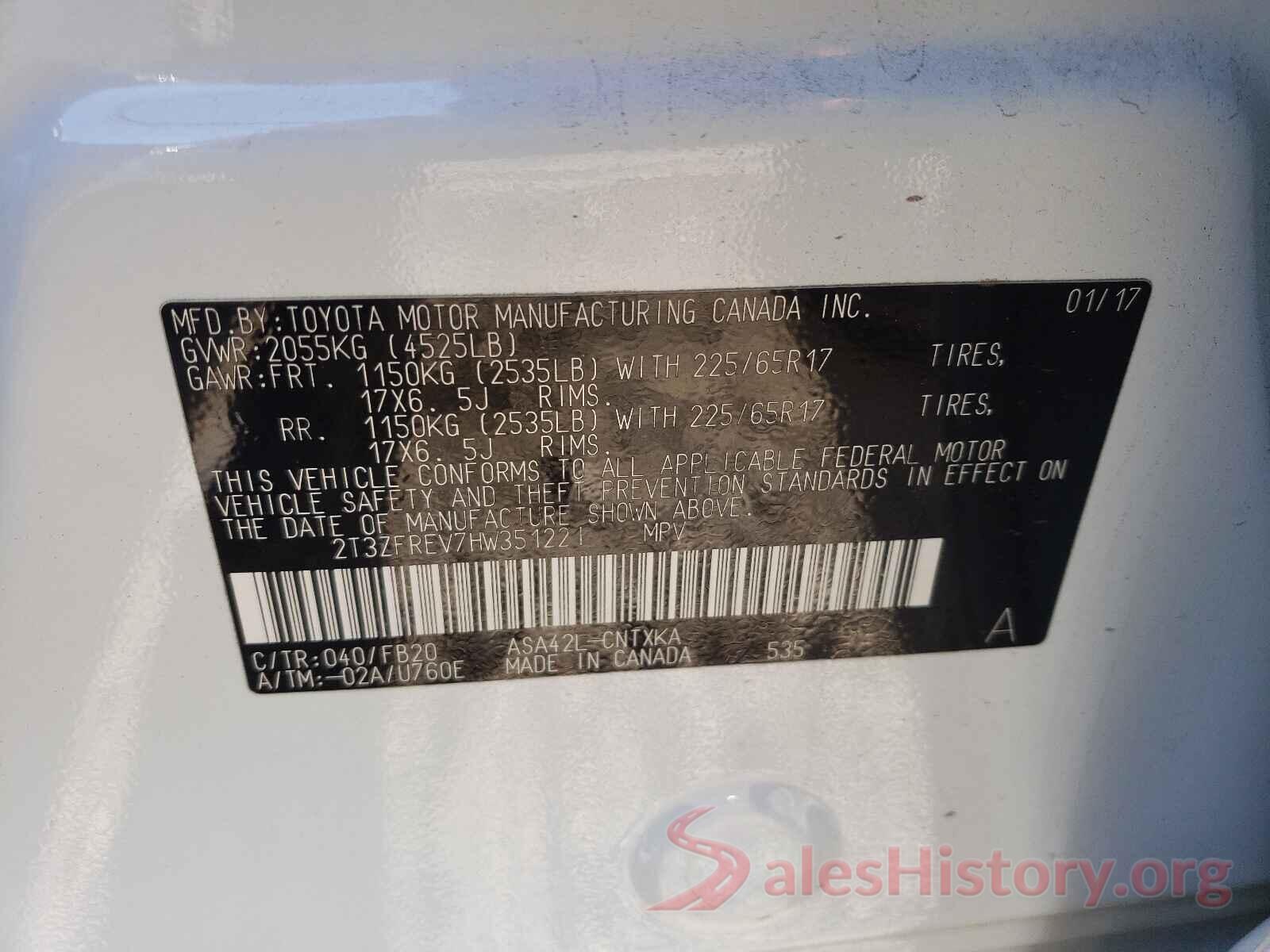 2T3ZFREV7HW351221 2017 TOYOTA RAV4