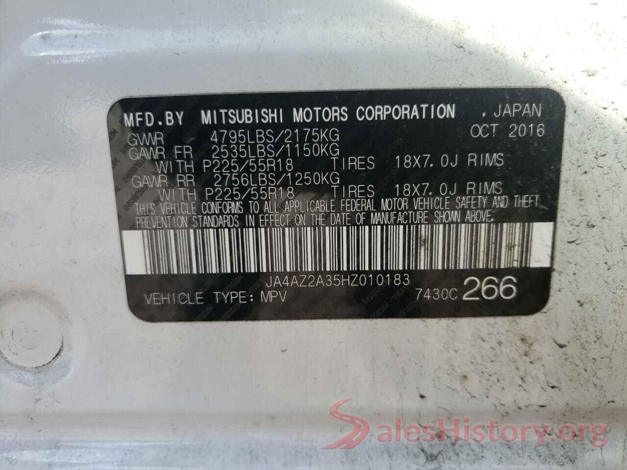 JA4AZ2A35HZ010183 2017 MITSUBISHI OUTLANDER