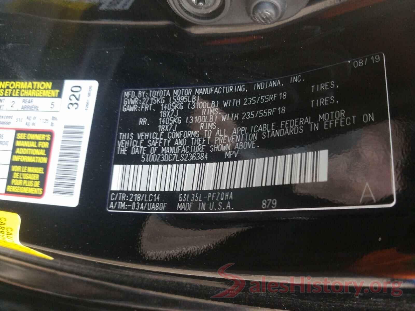 5TDDZ3DC7LS236384 2020 TOYOTA SIENNA