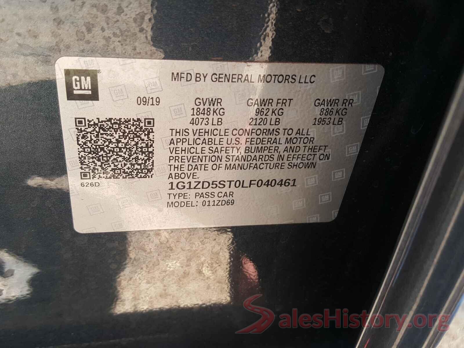 1G1ZD5ST0LF040461 2020 CHEVROLET MALIBU